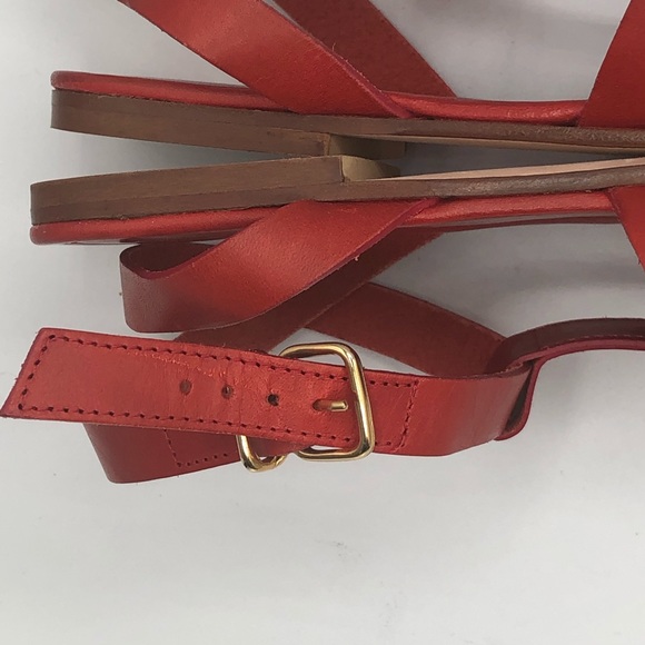 J CREW RED OLYMPIA LEATHER SANDALS - Picture 7 of 11